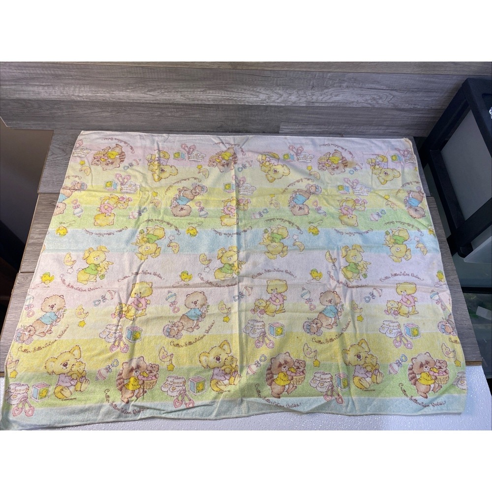 Morgan Inc Critter Sitters Love‎ Babies Blanket Unisex OS Pastel Good Vintage